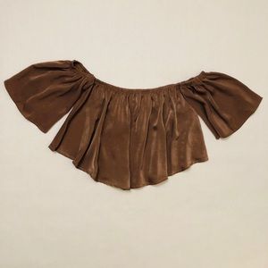 Day G nude satin shoulderless crop top